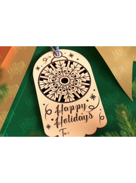 Σετ των 2 Intra απο ξύλο plywood  Χρώμα wenge 3mm-4mm πάχος - Χριστουγεννιάτικη ετικέτα | Ετικέτα δώρου | Διακοπές |CNC Δίασταση 15x15 cm INTRAFABR-101186365