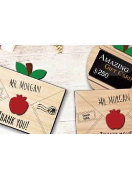 Σετ των 2 Intra απο ξύλο plywood  Χρώμα wenge 3mm-4mm πάχος - Christmas Teacher Coach Apple Letter Δίασταση 15x15 cm INTRAFABR-111317659