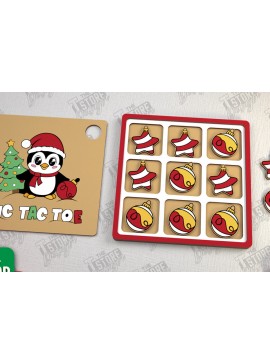 Σετ των 2 Intra απο ξύλο plywood  Χρώμα wenge 3mm-4mm πάχος - Χριστουγεννιάτικο Tic Tac Toe | Επιτραπέζιο παιχνίδι | CNC Δίασταση 15x15 cm INTRAFABR-111315729