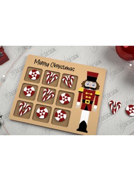 Σετ των 2 Intra απο ξύλο plywood  Χρώμα wenge 3mm-4mm πάχος - Χριστουγεννιάτικο Tic Tac Toe | Επιτραπέζιο παιχνίδι | CNC Δίασταση 15x15 cm INTRAFABR-106233930