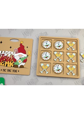 Σετ των 2 Intra απο ξύλο plywood  Χρώμα wenge 3mm-4mm πάχος - Χριστουγεννιάτικο Tic Tac Toe | Επιτραπέζιο παιχνίδι | CNC Δίασταση 15x15 cm INTRAFABR-124659933
