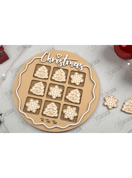 Σετ των 2 Intra απο ξύλο plywood  Χρώμα wenge 3mm-4mm πάχος - Χριστουγεννιάτικο Tic Tac Toe | Επιτραπέζιο παιχνίδι | CNC Δίασταση 15x15 cm INTRAFABR-124722801