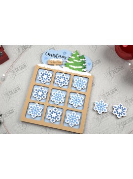 Σετ των 2 Intra απο ξύλο plywood  Χρώμα wenge 3mm-4mm πάχος - Χριστουγεννιάτικο Tic Tac Toe | Επιτραπέζιο παιχνίδι | CNC Δίασταση 15x15 cm INTRAFABR-39418816