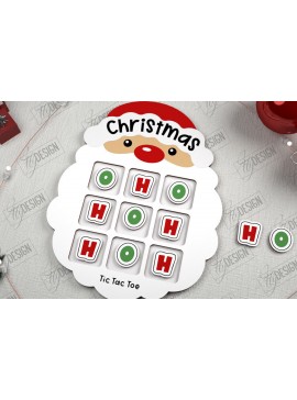 Σετ των 2 Intra απο ξύλο plywood  Χρώμα wenge 3mm-4mm πάχος - Χριστουγεννιάτικο Tic Tac Toe | Επιτραπέζιο παιχνίδι | CNC Δίασταση 15x15 cm INTRAFABR-77836433