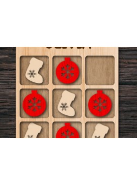 Σετ των 2 Intra απο ξύλο plywood  Χρώμα wenge 3mm-4mm πάχος - Χριστουγεννιάτικο παιχνίδι Tic Tac Toe Δίασταση 15x15 cm INTRAFABR-17582074