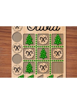 Σετ των 2 Intra απο ξύλο plywood  Χρώμα wenge 3mm-4mm πάχος - Χριστουγεννιάτικο παιχνίδι Tic Tac Toe Δίασταση 15x15 cm INTRAFABR-80733949