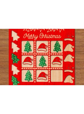 Σετ των 2 Intra απο ξύλο plywood  Χρώμα wenge 3mm-4mm πάχος - Χριστουγεννιάτικο παιχνίδι Tic Tac Toe Δίασταση 15x15 cm INTRAFABR-80733955