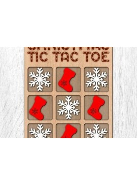 Σετ των 2 Intra απο ξύλο plywood  Χρώμα wenge 3mm-4mm πάχος - Χριστουγεννιάτικο παιχνίδι Tic Tac Toe Δίασταση 15x15 cm INTRAFABR-80733945
