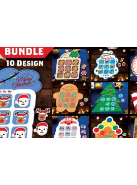 Σετ των 2 Intra απο ξύλο plywood  Χρώμα wenge 3mm-4mm πάχος - Πακέτο Παιχνιδιού Tic Tac Toe Χριστουγέννων Δίασταση 15x15 cm INTRAFABR-80142325