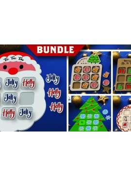 Σετ των 2 Intra απο ξύλο plywood  Χρώμα wenge 3mm-4mm πάχος - Πακέτο Παιχνιδιού Tic Tac Toe Χριστουγέννων Δίασταση 15x15 cm INTRAFABR-80143027