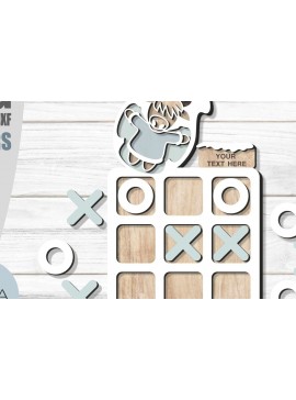Σετ των 2 Intra απο ξύλο plywood  Χρώμα wenge 3mm-4mm πάχος - Χριστουγεννιάτικο Tic Tac Toe Δίασταση 15x15 cm INTRAFABR-80143740