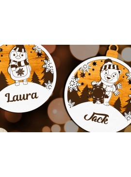 Σετ των 2 Intra απο ξύλο plywood  Χρώμα wenge 3mm-4mm πάχος - Πρότυπα κοπής προσαρμοσμένων ονομάτων Χριστουγέννων Δίασταση 4x4 cm INTRAFABR-34673944