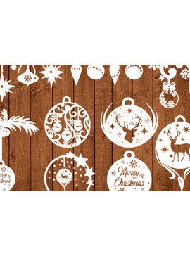 Σετ των 2 Intra απο ξύλο plywood  Χρώμα wenge 3mm-4mm πάχος - Christmas Toys , Christmas Δίασταση 15x15 cm INTRAFABR-105326074
