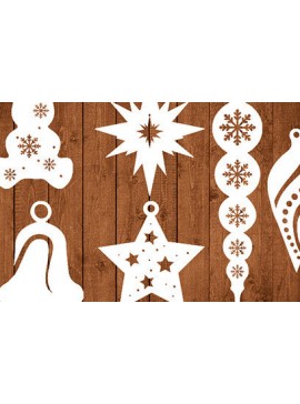 Σετ των 2 Intra απο ξύλο plywood  Χρώμα wenge 3mm-4mm πάχος - Christmas Toys , Christmas Δίασταση 15x15 cm INTRAFABR-104826770