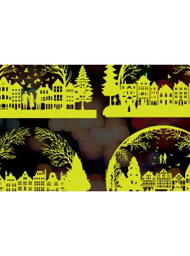 Σετ των 2 Intra απο ξύλο plywood  Χρώμα wenge 3mm-4mm πάχος - Πακέτο Παραδοσιακής Πόλης Χριστουγέννων Δίασταση 4x4 cm INTRAFABR-101884083