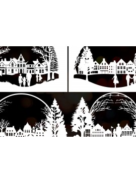 Σετ των 2 Intra απο ξύλο plywood  Χρώμα wenge 3mm-4mm πάχος - Πακέτο Παραδοσιακής Πόλης Χριστουγέννων Δίασταση 4x4 cm INTRAFABR-79071523