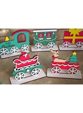 Σετ των 2 Intra απο ξύλο plywood  Χρώμα wenge 3mm-4mm πάχος - Χριστουγεννιάτικο Τρένο | Διακοπές | Το τρένο του Άη Βασίλη Δίασταση 15x15 cm INTRAFABR-105294880