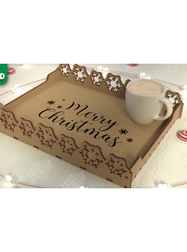 Σετ των 2 Intra απο ξύλο plywood  Χρώμα wenge 3mm-4mm πάχος - Χριστουγεννιάτικος Δίσκος | Δίσκος ορεκτικών για σνακ Δίασταση 15x15 cm INTRAFABR-100966399