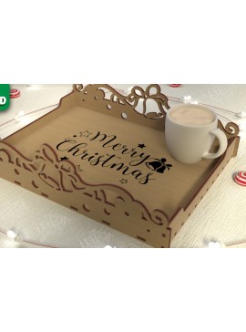 Σετ των 2 Intra απο ξύλο plywood  Χρώμα wenge 3mm-4mm πάχος - Χριστουγεννιάτικος Δίσκος | Δίσκος ορεκτικών για σνακ Δίασταση 15x15 cm INTRAFABR-100965995