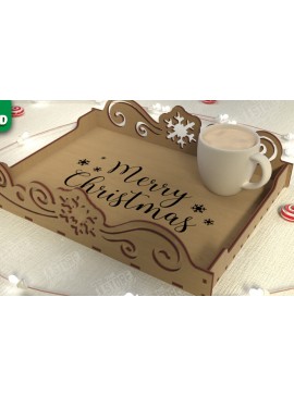 Σετ των 2 Intra απο ξύλο plywood  Χρώμα wenge 3mm-4mm πάχος - Χριστουγεννιάτικος Δίσκος | Δίσκος ορεκτικών για σνακ Δίασταση 15x15 cm INTRAFABR-104846684