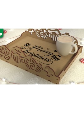 Σετ των 2 Intra απο ξύλο plywood  Χρώμα wenge 3mm-4mm πάχος - Χριστουγεννιάτικος Δίσκος | Δίσκος ορεκτικών για σνακ Δίασταση 15x15 cm INTRAFABR-101127379