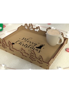 Σετ των 2 Intra απο ξύλο plywood  Χρώμα wenge 3mm-4mm πάχος - Χριστουγεννιάτικος Δίσκος | Δίσκος ορεκτικών για σνακ Δίασταση 15x15 cm INTRAFABR-101127439