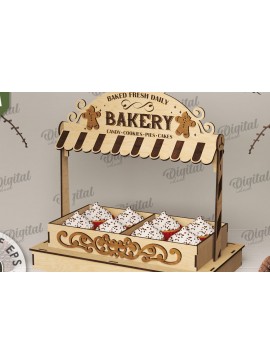 Σετ των 2 Intra απο ξύλο plywood  Χρώμα wenge 3mm-4mm πάχος - Χριστουγεννιάτικες λιχουδιές Shop Stand Δίασταση 15x15 cm INTRAFABR-101126924