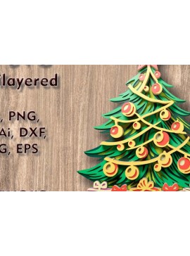 Intra απο ξύλο plywood  Χρώμα wenge 3mm-4mm πάχος - με λέιζερ 3d Χριστουγεννιάτικου Δέντρου Δίασταση 250x210 cm INTRAFABR-103955979