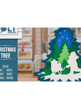 Intra απο ξύλο plywood  Χρώμα wenge 3mm-4mm πάχος - Χριστουγεννιάτικο δέντρο 3D Πολυστρωματική κοπή Δίασταση 20x25 cm INTRAFABR-104434160