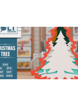 Intra απο ξύλο plywood  Χρώμα wenge 3mm-4mm πάχος - Χριστουγεννιάτικο δέντρο 3D Πολυστρωματική κοπή Δίασταση 20x25 cm INTRAFABR-104434190