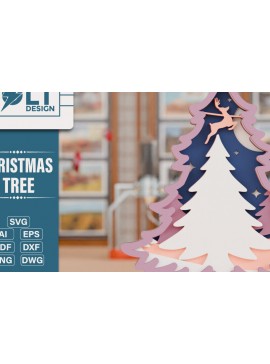 Intra απο ξύλο plywood  Χρώμα wenge 3mm-4mm πάχος - Χριστουγεννιάτικο δέντρο 3D Πολυστρωματική κοπή Δίασταση 20x25 cm INTRAFABR-104434574