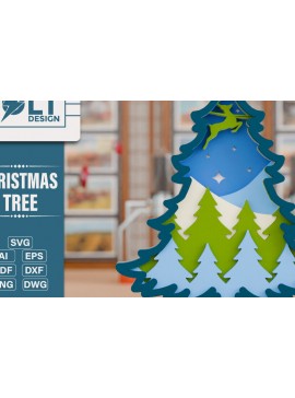 Intra απο ξύλο plywood  Χρώμα wenge 3mm-4mm πάχος - Χριστουγεννιάτικο δέντρο 3D Πολυστρωματική κοπή Δίασταση 20x25 cm INTRAFABR-104433990