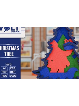 Intra απο ξύλο plywood  Χρώμα wenge 3mm-4mm πάχος - Χριστουγεννιάτικο δέντρο 3D Πολυστρωματική κοπή Δίασταση 20x25 cm INTRAFABR-101523468