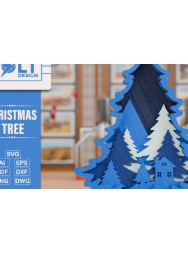 Intra απο ξύλο plywood  Χρώμα wenge 3mm-4mm πάχος - Χριστουγεννιάτικο δέντρο 3D Πολυστρωματική κοπή Δίασταση 20x25 cm INTRAFABR-79528713