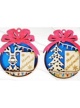 Intra απο ξύλο plywood  Χρώμα wenge 3mm-4mm πάχος - Χριστουγεννιάτικο δέντρο μπάλα 2 πρότυπο κοπής με λέιζερ Δίασταση 88x71 cm INTRAFABR-104363507