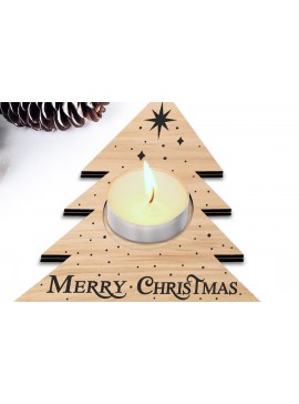 Σετ των 2 Intra απο ξύλο plywood  Χρώμα wenge 3mm-4mm πάχος - Χριστουγεννιάτικο Δέντρο Κηροπήγιο Δώρο Δίασταση 15x15 cm INTRAFABR-109740668