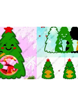 Σετ των 2 Intra απο ξύλο plywood  Χρώμα wenge 3mm-4mm πάχος - Χριστουγεννιάτικο δέντρο Candy Dome, τρισδιάστατα Χριστούγεννα Δίασταση 11x13 cm INTRAFABR-125432014