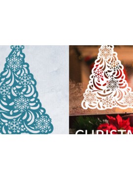 Σετ των 2 Intra απο ξύλο plywood  Χρώμα wenge 3mm-4mm πάχος - Πρότυπο υ κομμένων χριστουγεννιάτικων δέντρων Δίασταση 4x4 cm INTRAFABR-102832689