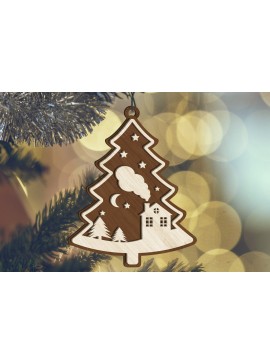 Σετ των 2 Intra απο ξύλο plywood  Χρώμα wenge 3mm-4mm πάχος - Διακόσμηση Χριστουγεννιάτικου Δέντρου, πολλαπλών στρώσεων Δίασταση 4x4 cm INTRAFABR-75915331