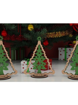 Intra απο ξύλο plywood  Χρώμα wenge 3mm-4mm πάχος - Διακόσμηση Χριστουγεννιάτικου Δέντρου, Noel Standing Tree Δίασταση 30x20 cm INTRAFABR-75915346