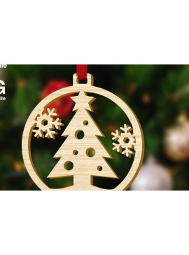 Σετ των 2 Intra απο ξύλο plywood  Χρώμα wenge 3mm-4mm πάχος - Στολίδι Χριστουγεννιάτικου Δέντρου Δίασταση 4x4 cm INTRAFABR-76415553