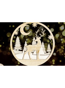 Σετ των 2 Intra απο ξύλο plywood  Χρώμα wenge 3mm-4mm πάχος - Χριστουγεννιάτικο Δέντρο Ελάφια Παιχνίδι, Στολίδι Δίασταση 4x4 cm INTRAFABR-125121174