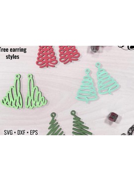 Σετ των 3 Intra απο ξύλο plywood  Χρώμα wenge 3mm-4mm πάχος - Χριστουγεννιάτικα σκουλαρίκια ή στολίδια Δίασταση 3x3 cm INTRAFABR-124402695