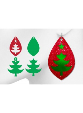 Σετ των 3 Intra απο ξύλο plywood  Χρώμα wenge 3mm-4mm πάχος - Σκουλαρίκια Χριστουγεννιάτικου Δέντρου Teardrop Δίασταση 3x3 cm INTRAFABR-103994810