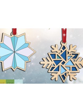 Σετ των 2 Intra απο ξύλο plywood  Χρώμα wenge 3mm-4mm πάχος - Στολίδια από παπλώματα αχυρώνα σε χριστουγεννιάτικο δέντρο Δίασταση 6x6 cm INTRAFABR-106935097