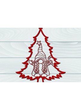 Intra απο ξύλο plywood  Χρώμα wenge 3mm-4mm πάχος - Χριστουγεννιάτικο δέντρο Gnome Paper Cut 3d Δίασταση 1200x1200 cm INTRAFABR-79478261