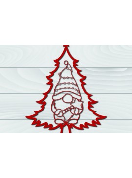 Intra απο ξύλο plywood  Χρώμα wenge 3mm-4mm πάχος - Χριστουγεννιάτικο δέντρο Gnome Paper Cut 3d Δίασταση 1200x1200 cm INTRAFABR-107979425