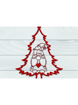 Intra απο ξύλο plywood  Χρώμα wenge 3mm-4mm πάχος - Χριστουγεννιάτικο δέντρο Gnome Paper Cut 3d Δίασταση 1200x1200 cm INTRAFABR-35491343