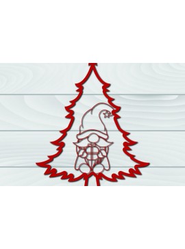 Intra απο ξύλο plywood  Χρώμα wenge 3mm-4mm πάχος - Χριστουγεννιάτικο δέντρο Gnome Paper Cut 3d Δίασταση 1200x1200 cm INTRAFABR-106062265