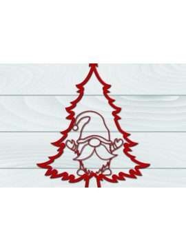 Intra απο ξύλο plywood  Χρώμα wenge 3mm-4mm πάχος - Χριστουγεννιάτικο δέντρο Gnome Paper Cut 3d Δίασταση 1200x1200 cm INTRAFABR-106062280